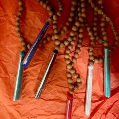 Plain Sandalwood Malas with coloured Tassel - assorted colours.