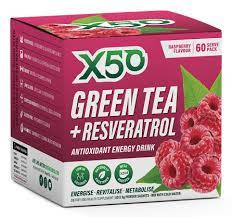 X50 Green Tea + Resveratrol - Raspberry Flavour 60pk