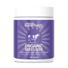 Natural Superfoods & Co Organic Beef Liver Caps 100% Australian Beef Grass Fed & Finished 180cps