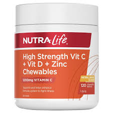 Nutra-Life High Strength Vit C 1200mg + Vit D + Zinc 120 Chewtabs