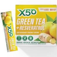 X50 Green Tea + Resveratrol Lemon & Ginger Flavour 60pk
